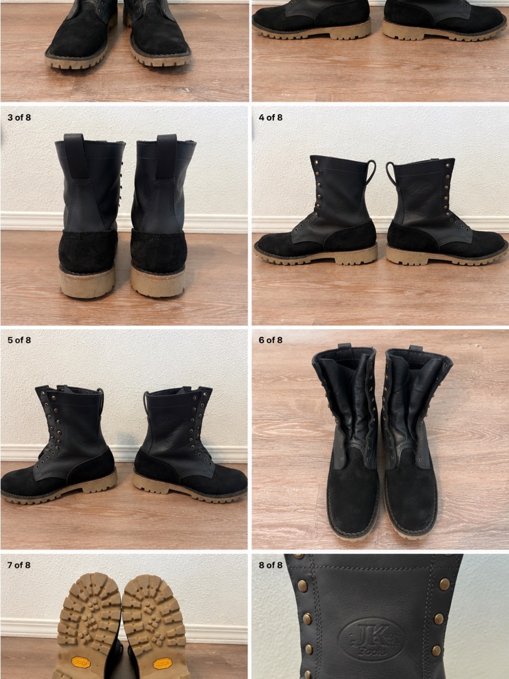 JK BOOTS-OT-BLACK ROUGHOUT SIZE EE